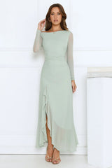 Darling At Dusk Long Sleeve Maxi Dress Sage