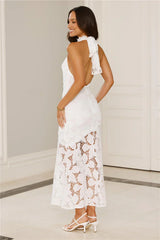 Soft Opulence Embroidered Halter Maxi Dress
