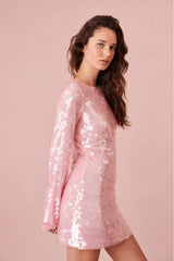 Annabella Sequin Bell Sleeve Mini Dress
