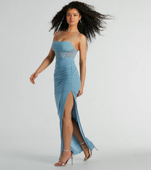 Rose Formal Mesh Corset Column Dress