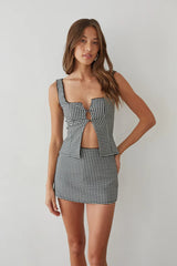 Olive Gingham Micro Mini Skort