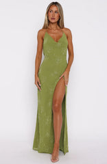 Slow Dancer Beaded Maxi Dress Green Tea
